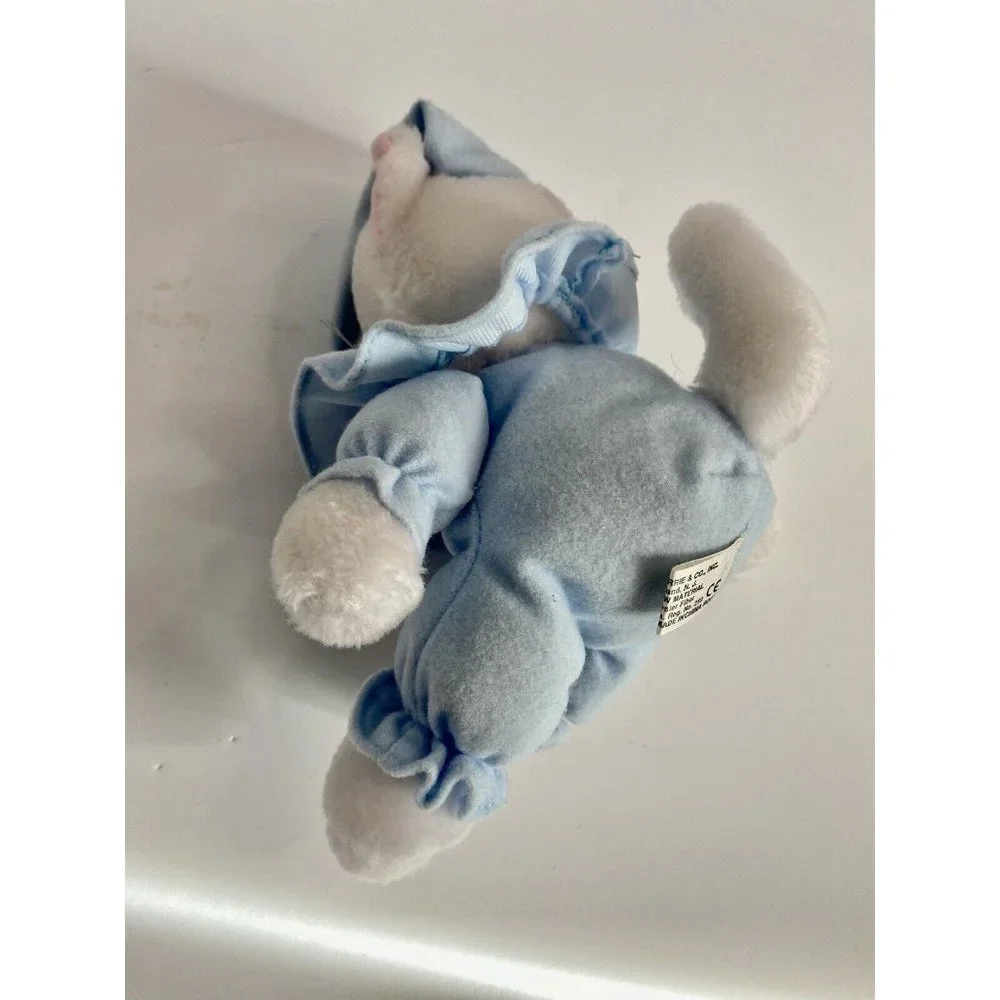 Russ White Cat W/ Blue Pajamas And Eyes‎ 5” Siting Plush Stuffed Animal Kitty